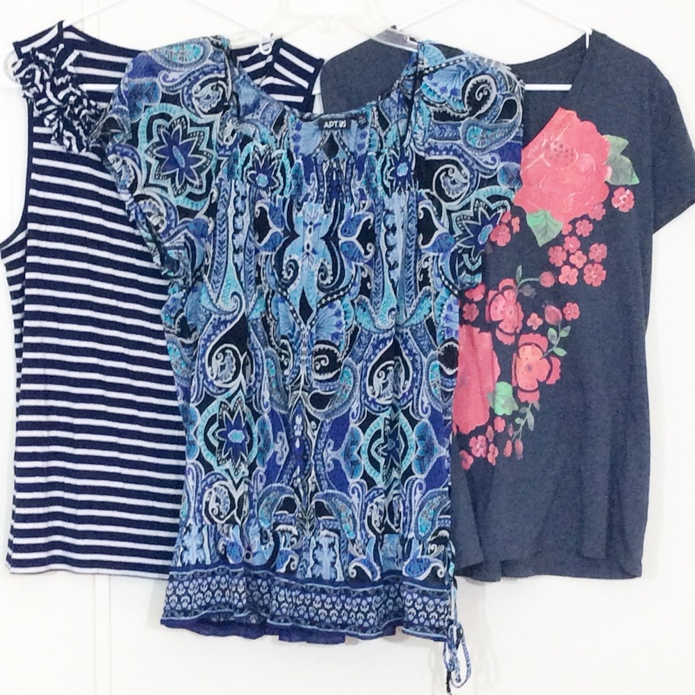 Bundle of 3- Short Sleeve Blouses/Shirt, Size XL